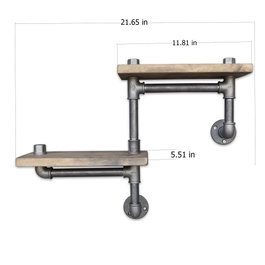 Hanah Home Boruraf041 Estantería de Tubería Nogal y Negro